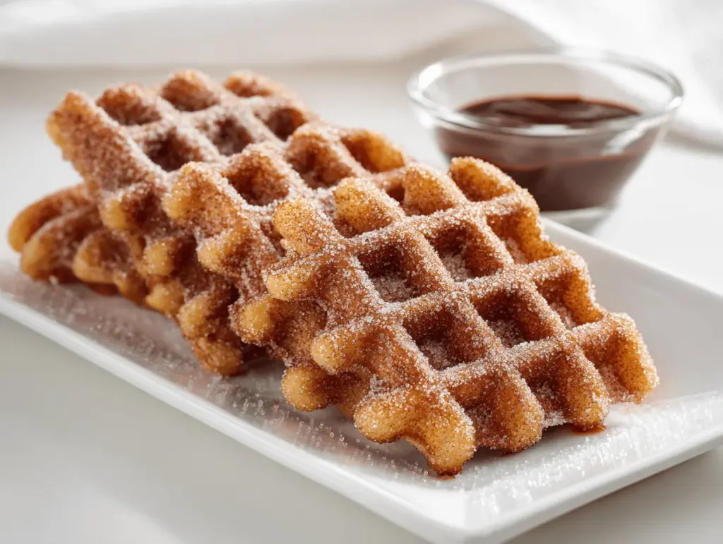 cinnamon sugar churro waffles - featured image