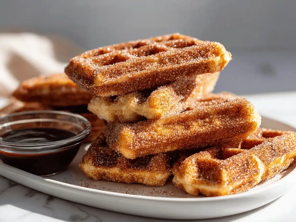 cinnamon sugar churro waffles preparation steps
