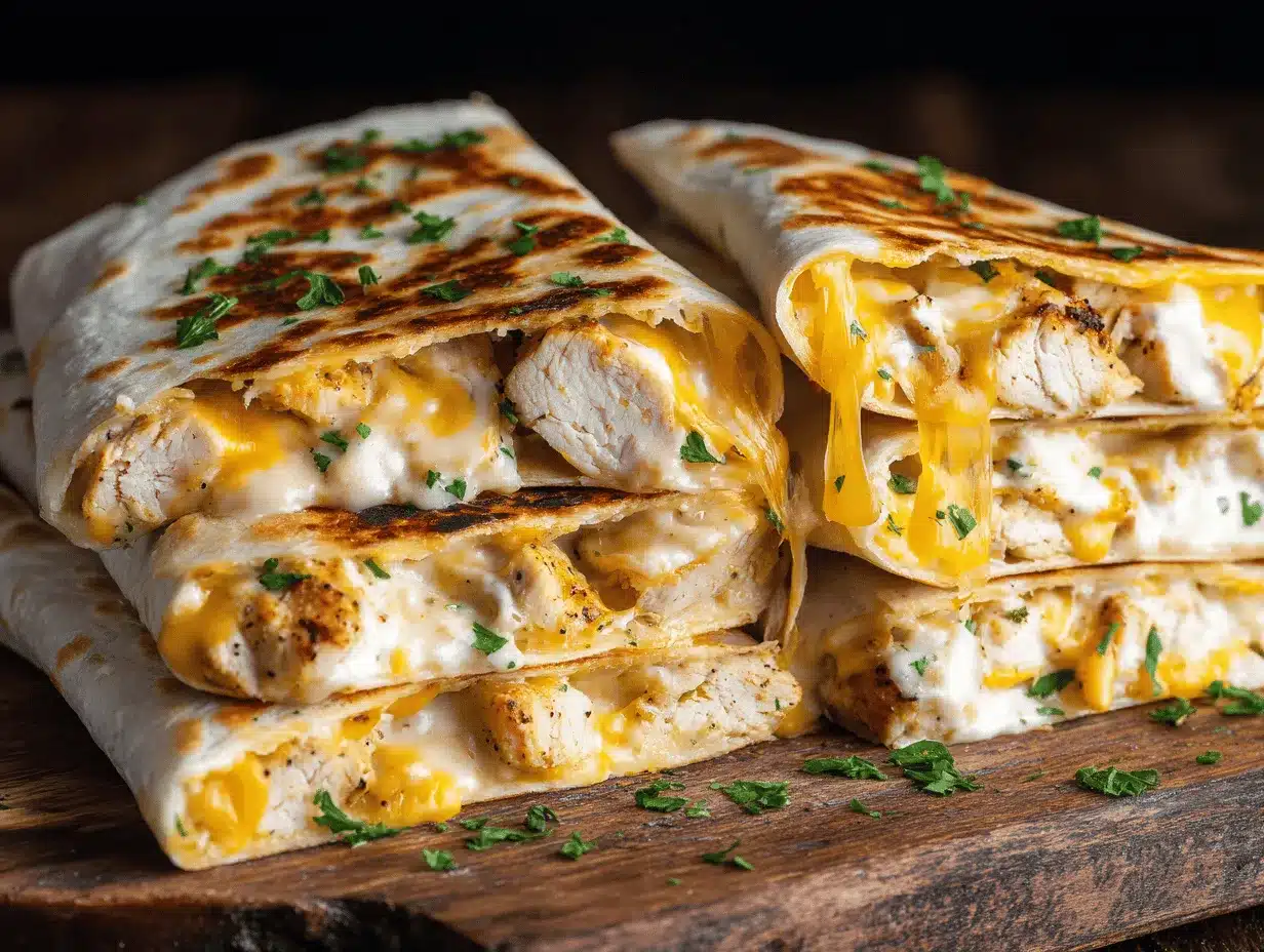 creamy garlic chicken crunchwraps preparation steps