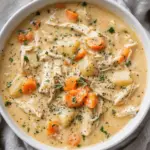 healthy chicken pot pie soup - featured image