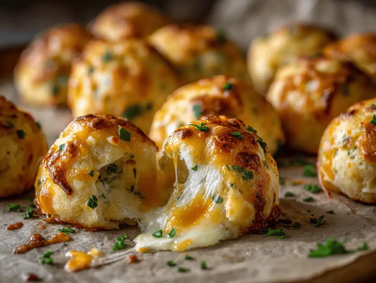 Pillsbury Biscuit Garlic Butter Cheese Bombs preparation steps