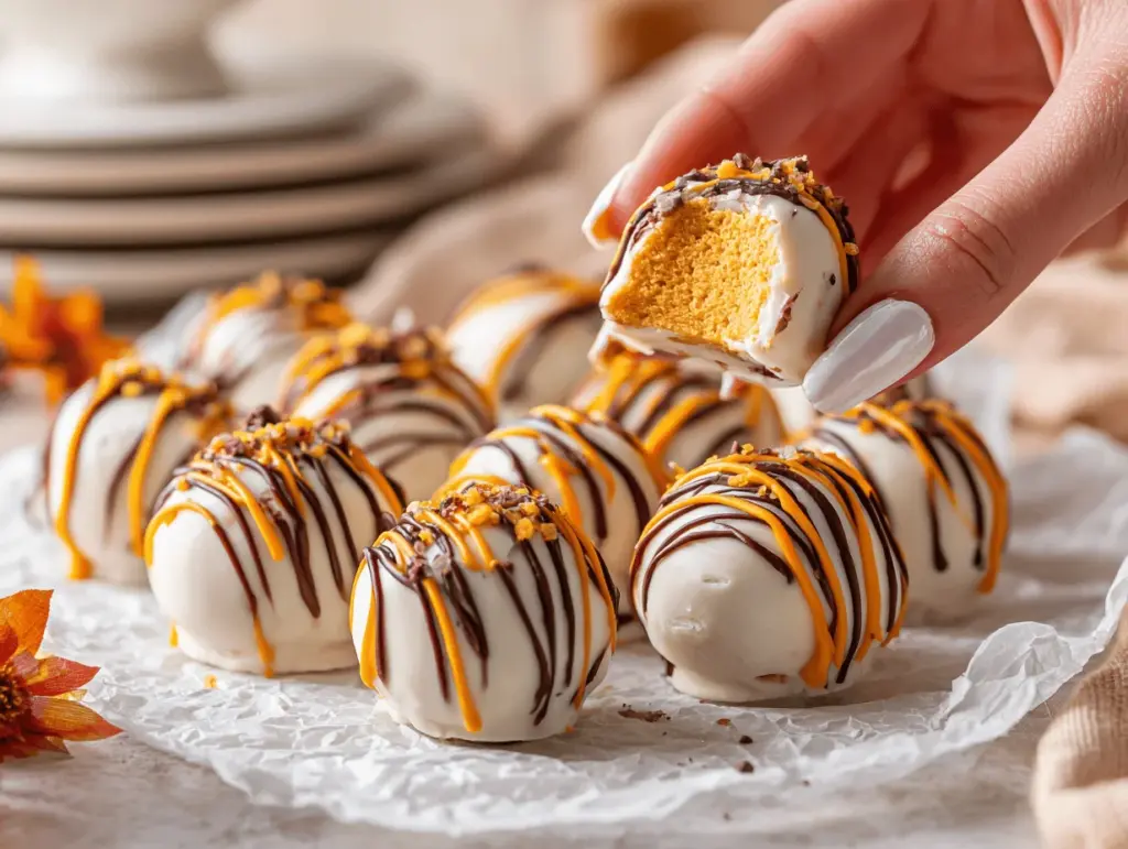 pumpkin spice cheesecake truffles - featured image