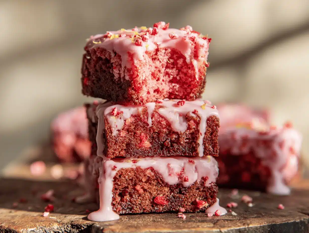 strawberry lemonade brownies - featured image